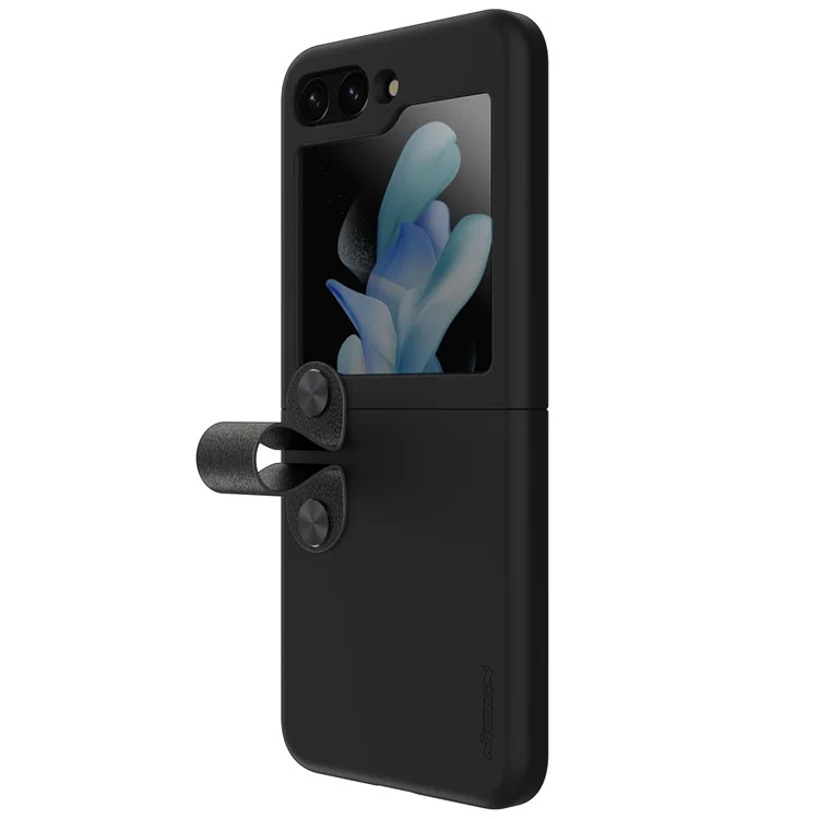 NILLKIN Pour Samsung Galaxy Z Flip5 5G Étui de Protection en Silicone Liquide avec Porte-Doigt et Support - Noir