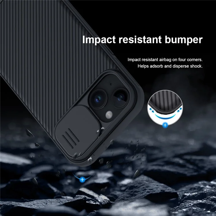 NILLKIN CamShield Pro Series for iPhone 15 Slide Camera Lid Phone Case PC+TPU Anti-drop Cover - Black