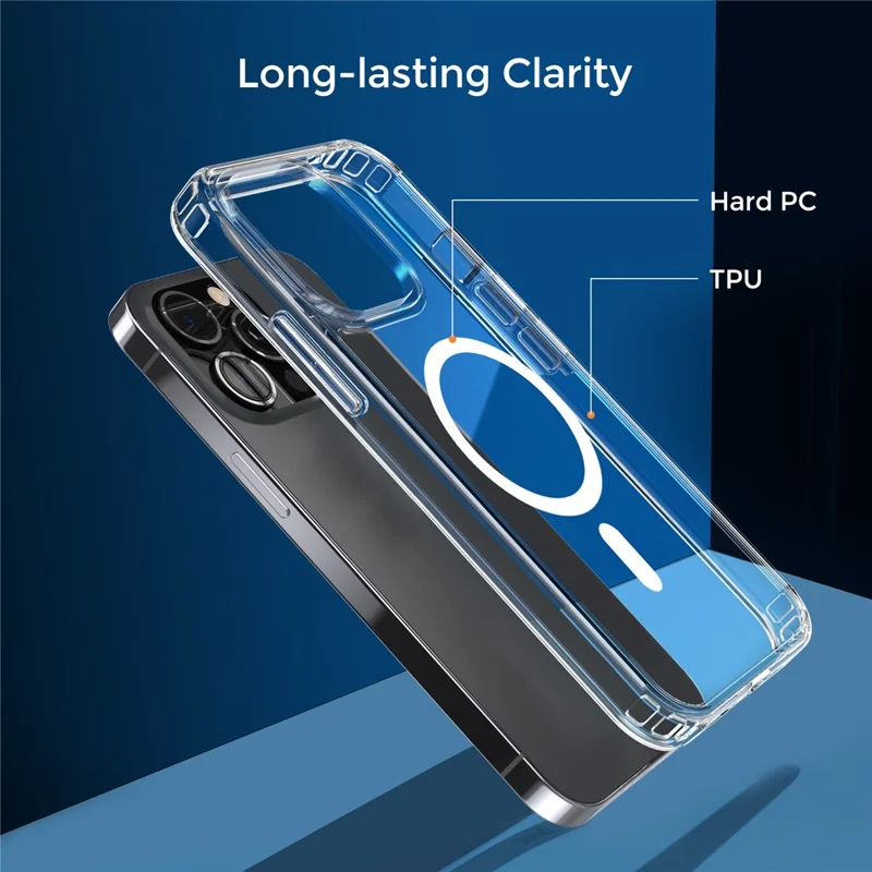 AHASTYLE PC06 For iPhone 13 Pro Max HD Clear PC + TPU Case Compatible with MagSafe Shockproof Phone Cover