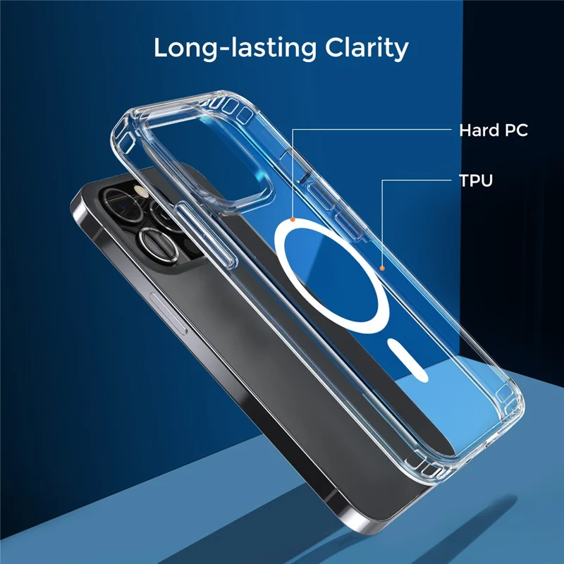 AHASTYLE PC06 For iPhone 13 Pro Compatible with MagSafe Cell Phone Cover HD Clear PC + TPU Case Shell