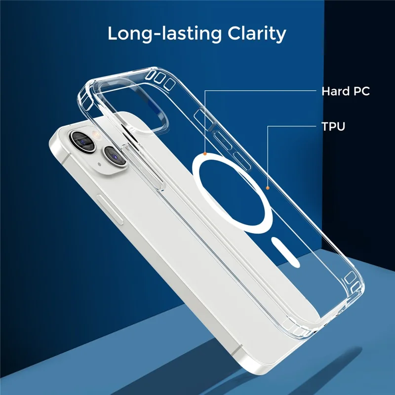 AHASTYLE PC06 Phone Cover for iPhone 13 mini , HD Clear PC + TPU Case Compatible with MagSafe