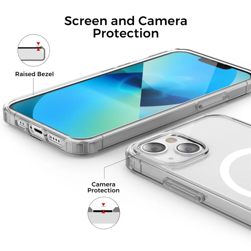 AHASTYLE PC06 Phone Cover for iPhone 13 mini , HD Clear PC + TPU Case Compatible with MagSafe