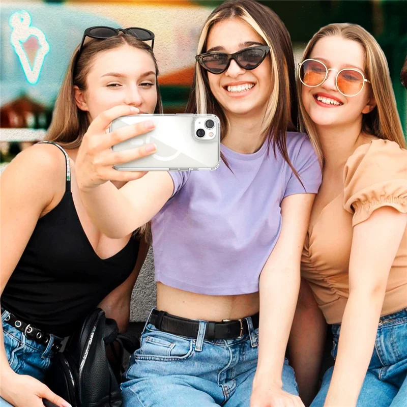 AHASTYLE PC06 For iPhone 13 Transparent PC + TPU Phone Case Compatible with MagSafe Dustproof Cover