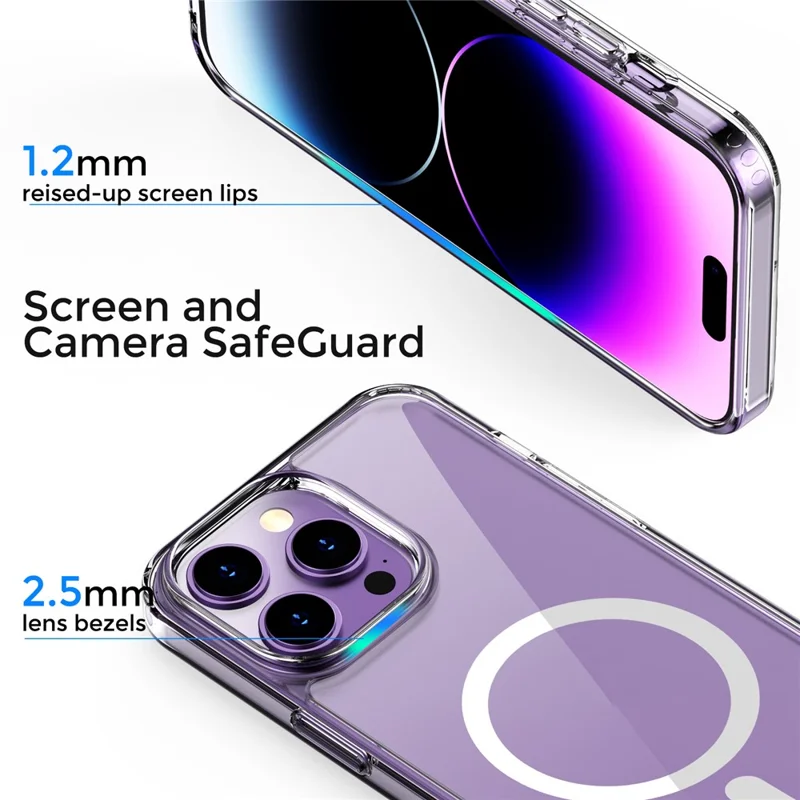 AHASTYLE PC06 For iPhone 14 Pro Shockproof Phone Cover HD Clear PC + TPU Case Compatible with MagSafe