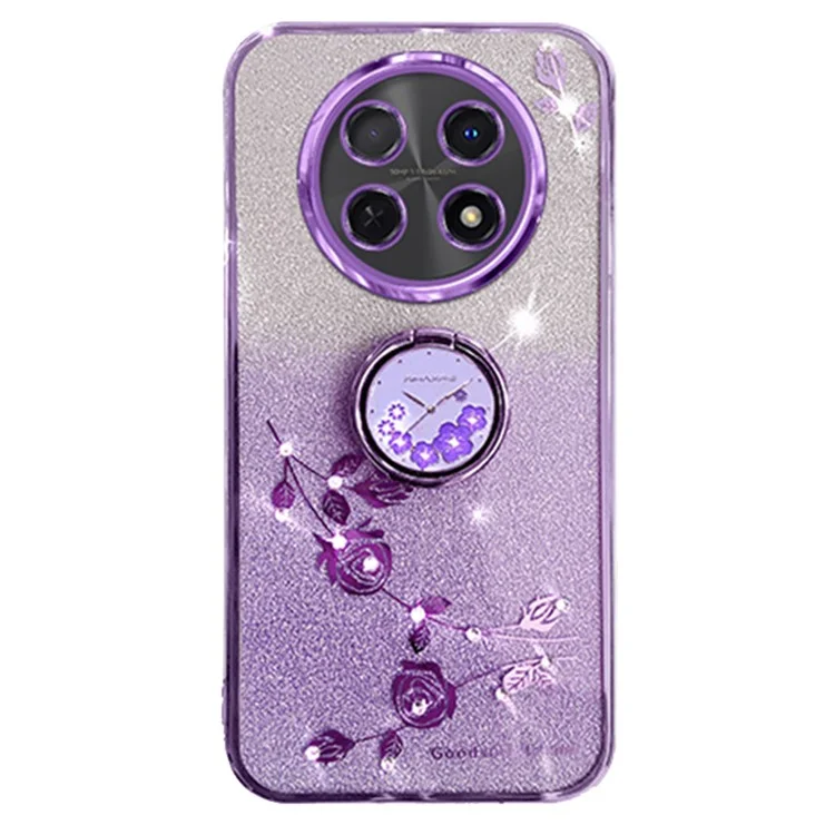 KADEM Für Huawei nova Y91 4G / Enjoy 60X Gradient-Telefonschale Ständer Blumen-TPU-Telefonabdeckungsfall - Lila