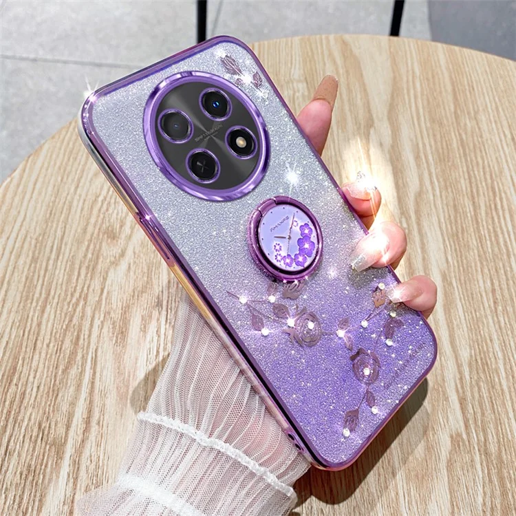 KADEM Für Huawei nova Y91 4G / Enjoy 60X Gradient-Telefonschale Ständer Blumen-TPU-Telefonabdeckungsfall - Lila