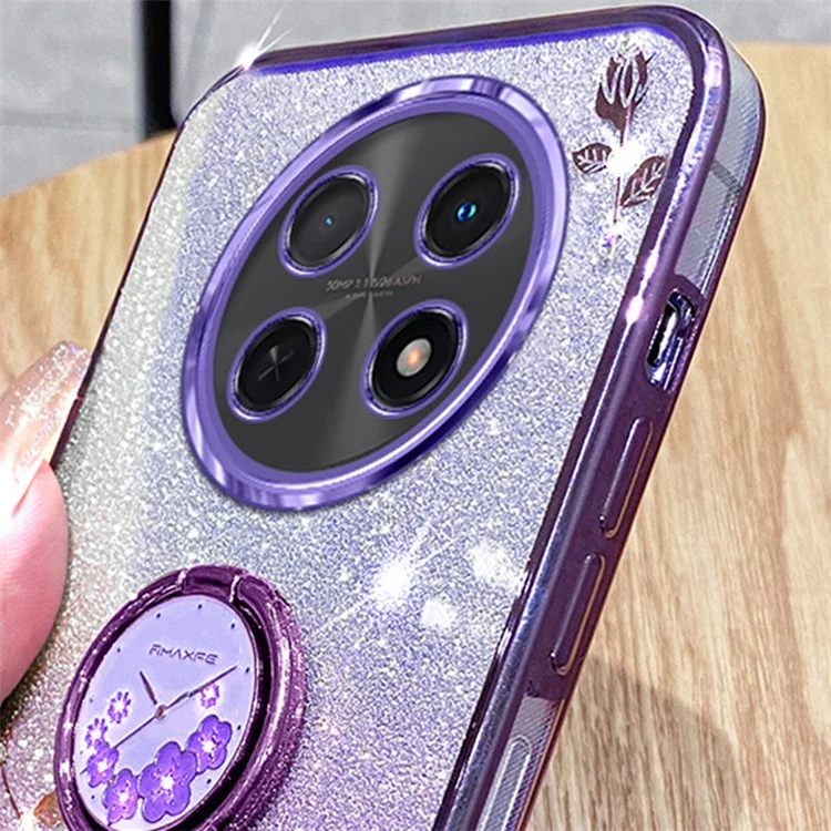 KADEM Für Huawei nova Y91 4G / Enjoy 60X Gradient-Telefonschale Ständer Blumen-TPU-Telefonabdeckungsfall - Lila