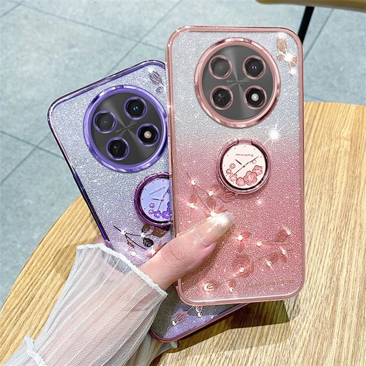 KADEM Für Huawei nova Y91 4G / Enjoy 60X Gradient-Telefonschale Ständer Blumen-TPU-Telefonabdeckungsfall - Lila