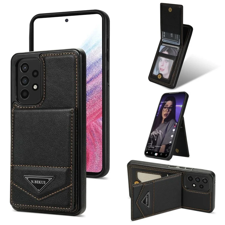 N.BEKUS Per Samsung Galaxy A53 5G Cover Flip Verticale in Pelle+TPU con Supporto RFID Blocking Portafoglio - Nero