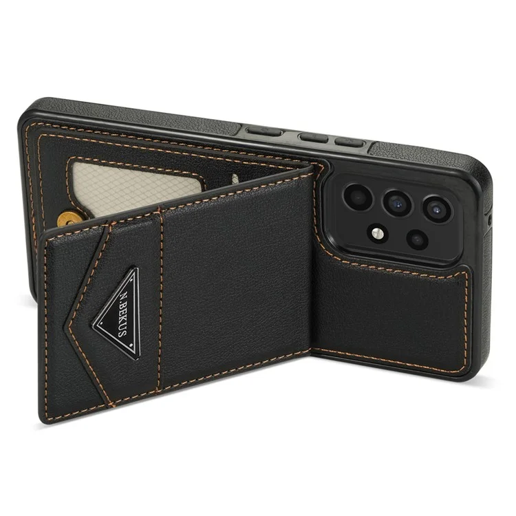 N.BEKUS Per Samsung Galaxy A53 5G Cover Flip Verticale in Pelle+TPU con Supporto RFID Blocking Portafoglio - Nero