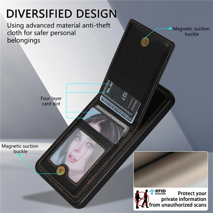 N.BEKUS Per Samsung Galaxy A53 5G Cover Flip Verticale in Pelle+TPU con Supporto RFID Blocking Portafoglio - Nero