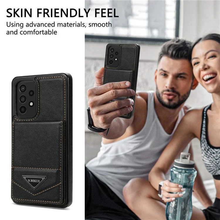 N.BEKUS Per Samsung Galaxy A53 5G Cover Flip Verticale in Pelle+TPU con Supporto RFID Blocking Portafoglio - Nero