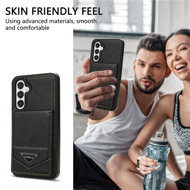 N.BEKUS Pour Samsung Galaxy A14 5G / A14 4G Coque de protection avec support Blocage RFID Porte-carte Cuir PU+TPU - Noir