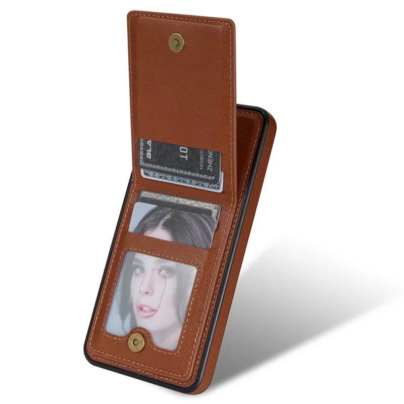 N.BEKUS For Samsung Galaxy A13 4G / A13 5G Leather+TPU Kickstand Back Cover RFID Blocking Card Holder Phone Case - Brown