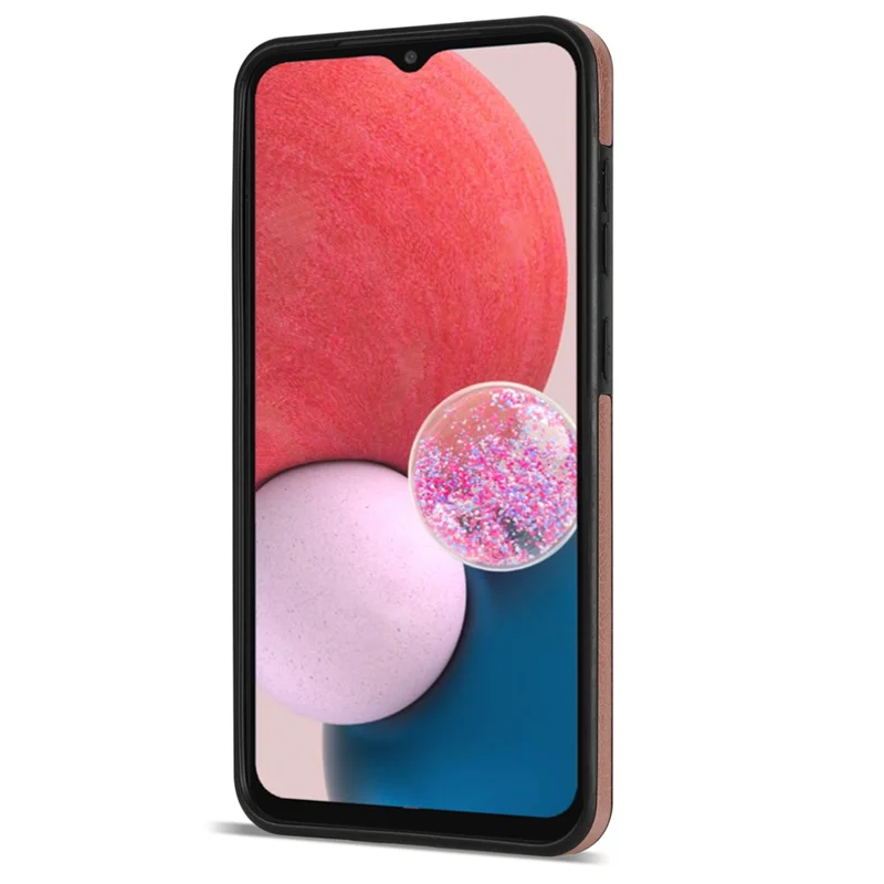 N.BEKUS For Samsung Galaxy A13 4G / A13 5G Leather+TPU Kickstand Back Cover RFID Blocking Card Holder Phone Case - Brown