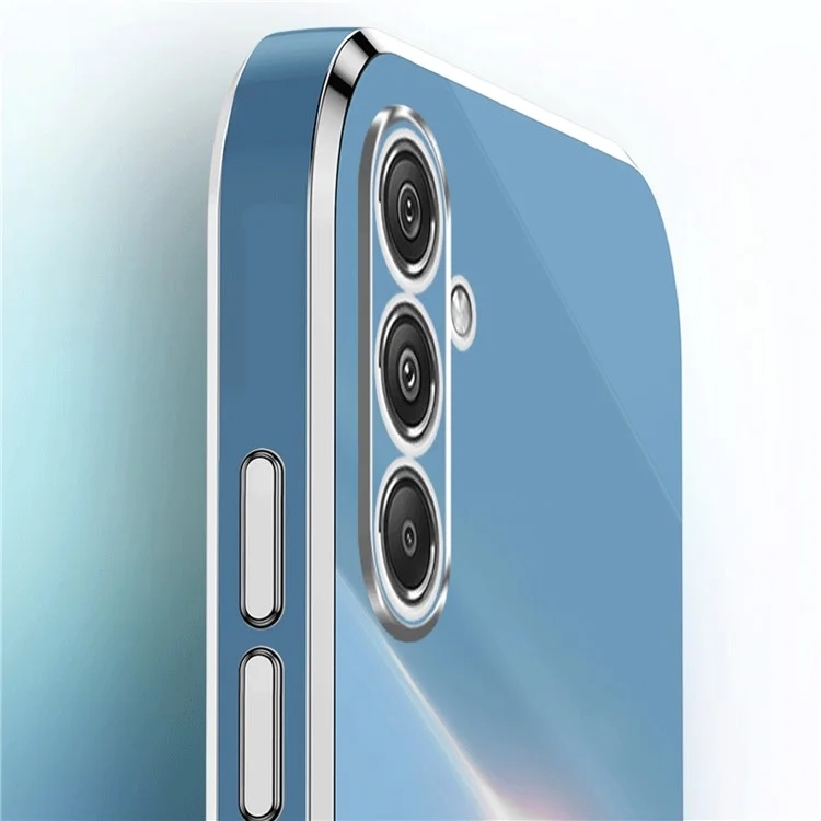 XINLI For Samsung Galaxy S23 FE Electroplated Gold Edge TPU Phone Case Drop-proof Cover - Cyan