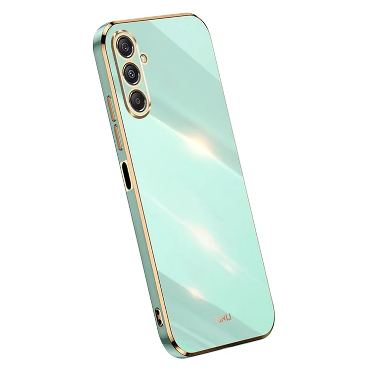 XINLI для Samsung Galaxy F34 5G / M34 5G Electroplated Gold Edge Phone Case TPU Anti-scratch Cover - Cyan