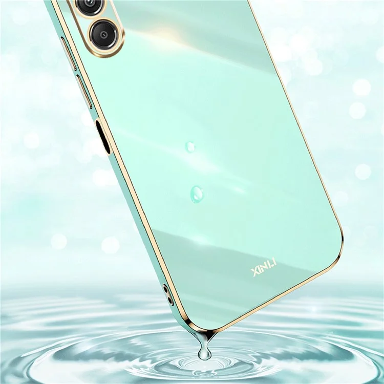 XINLI для Samsung Galaxy F34 5G / M34 5G Electroplated Gold Edge Phone Case TPU Anti-scratch Cover - Cyan