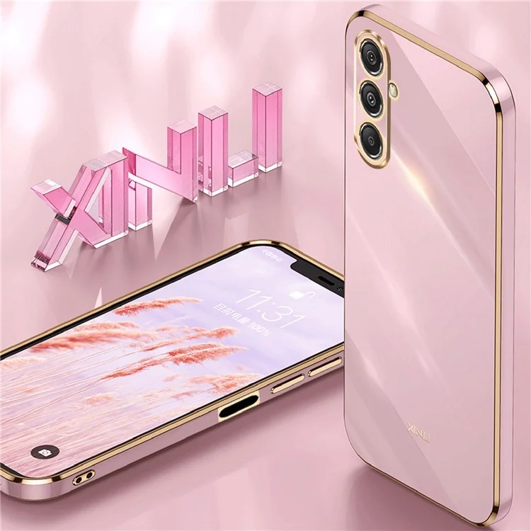 XINLI для Samsung Galaxy F34 5G / M34 5G Electroplated Gold Edge Phone Case TPU Anti-scratch Cover - Cyan