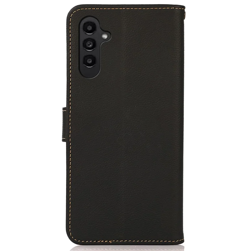 KHAZNEH für Samsung Galaxy F34 5G / M34 5G RFID-blockierender Geldbörsenfall Echtes Rindsleder Handyhalterung - Schwarz