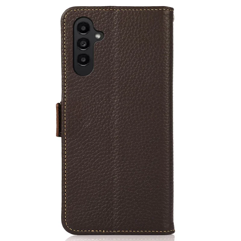 KHAZNEH Para Samsung Galaxy F34 5G / M34 5G Capa de Telefone com Bloqueio RFID, Carteira, Textura de Litchi, Couro Genuíno de Vaca - Marrom
