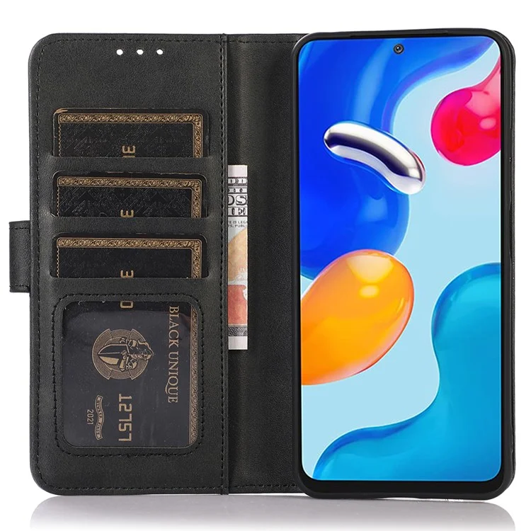 Для Huawei nova Y91 4G / Enjoy 60X коровья кожа Текстура Чехол для телефона Кошелек Стенд Кожаный Чехол для телефона - Черный