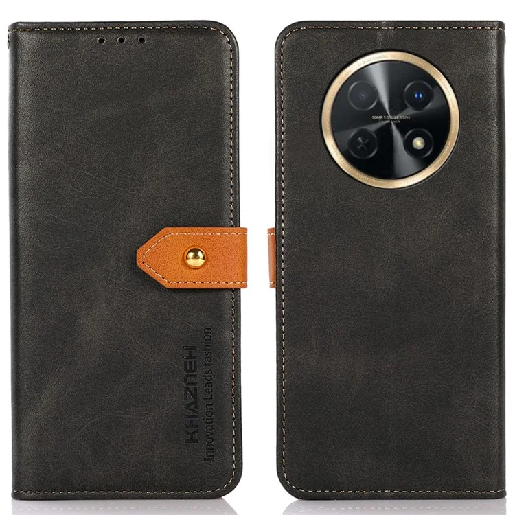 KHAZNEH für Huawei nova Y91 4G / Enjoy 60X PU-Lederetui, Kuhledertextur, Ständer, Brieftasche Handyhülle - Schwarz