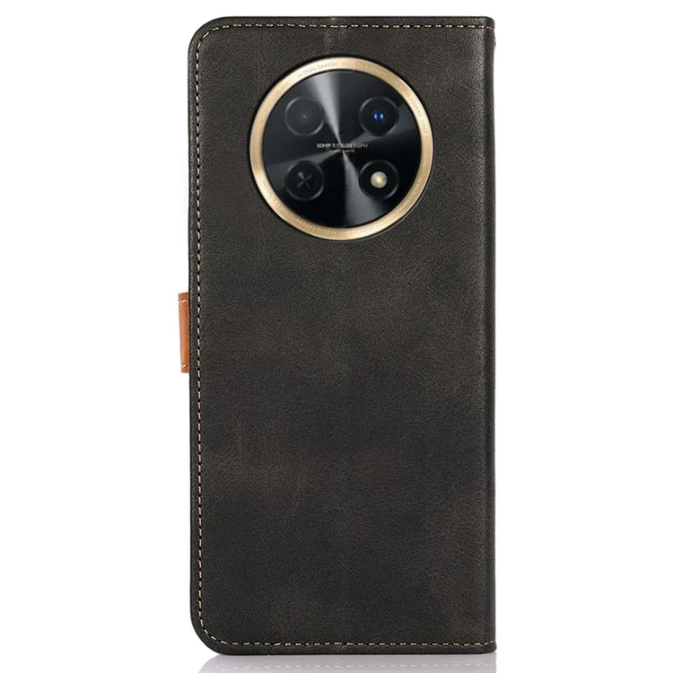 KHAZNEH für Huawei nova Y91 4G / Enjoy 60X PU-Lederetui, Kuhledertextur, Ständer, Brieftasche Handyhülle - Schwarz