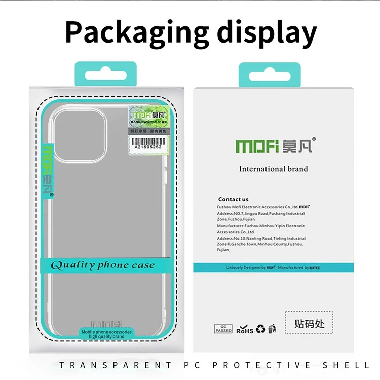 MOFI JK PC Série Transprent Hard PC Case para iPhone 15 Pro, Capa Protetora de Telefone Anti-Arranhões