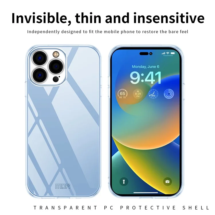 MOFI JK PC Série Transprent Hard PC Case para iPhone 15 Pro, Capa Protetora de Telefone Anti-Arranhões