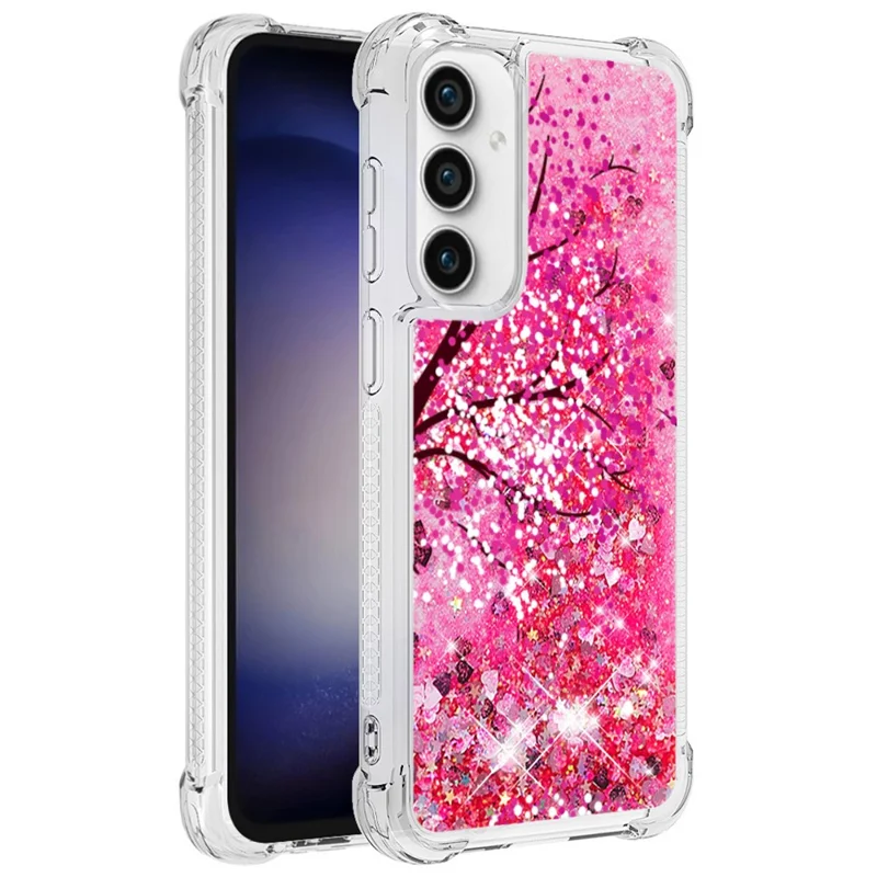 For Samsung Galaxy S23 FE TPU Case with Quicksand and Pattern Printed - Cherry Blossom