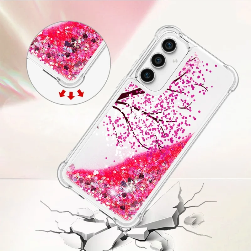 For Samsung Galaxy S23 FE TPU Case with Quicksand and Pattern Printed - Cherry Blossom