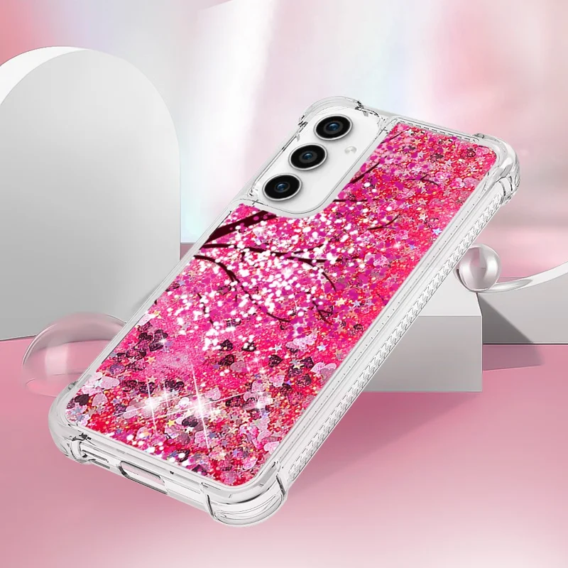 For Samsung Galaxy S23 FE TPU Case with Quicksand and Pattern Printed - Cherry Blossom