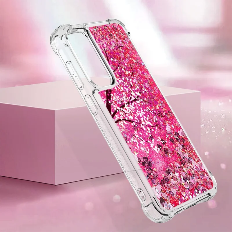 For Samsung Galaxy S23 FE TPU Case with Quicksand and Pattern Printed - Cherry Blossom