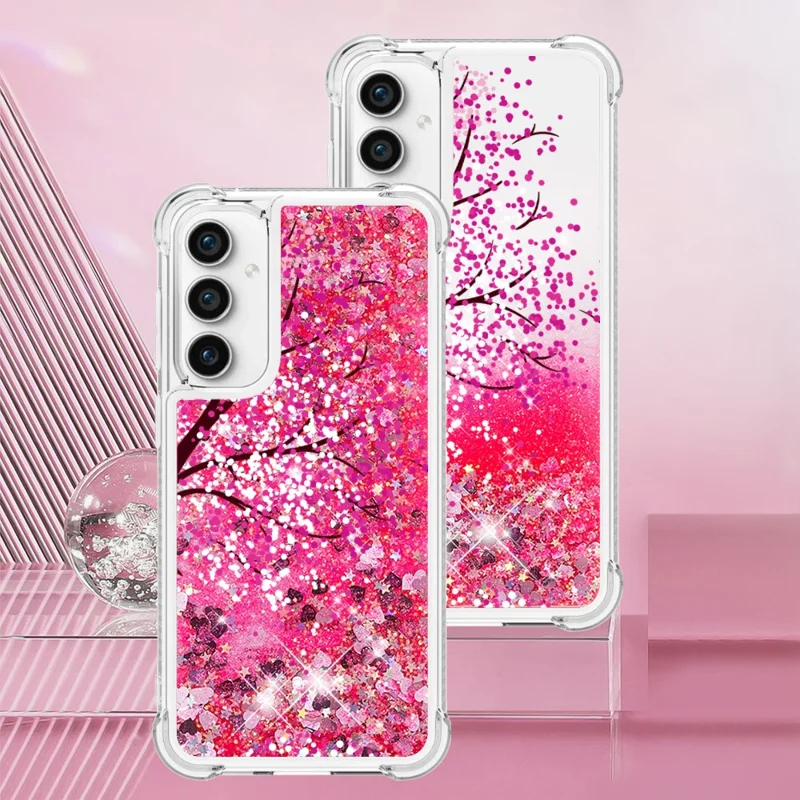 For Samsung Galaxy S23 FE TPU Case with Quicksand and Pattern Printed - Cherry Blossom