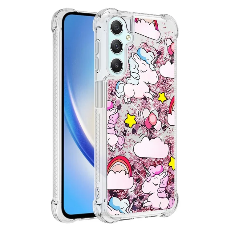 Custodia per Acqua Scintillante Waterfall per Samsung Galaxy A24 4G (162,1 x 77,6 x 8,3 mm), Cover Telefonica con Stampa a Motivo in Morbido TPU - Cavallo Carino e Nuvole