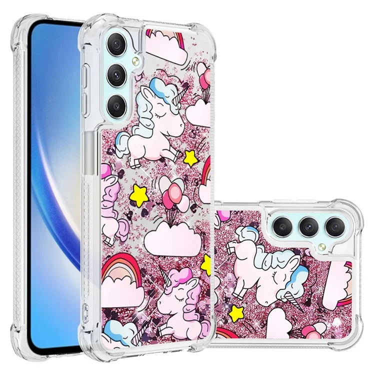 Custodia per Acqua Scintillante Waterfall per Samsung Galaxy A24 4G (162,1 x 77,6 x 8,3 mm), Cover Telefonica con Stampa a Motivo in Morbido TPU - Cavallo Carino e Nuvole