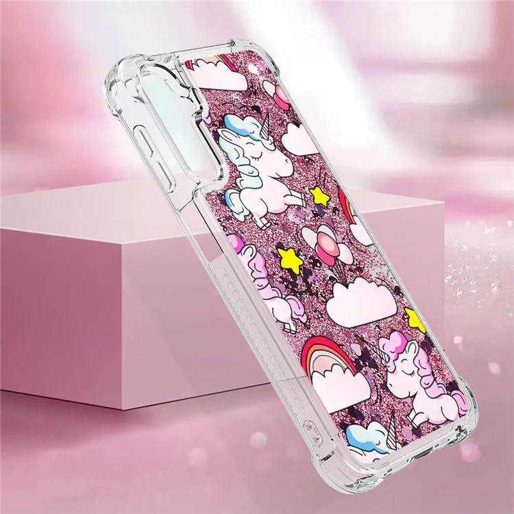 Custodia per Acqua Scintillante Waterfall per Samsung Galaxy A24 4G (162,1 x 77,6 x 8,3 mm), Cover Telefonica con Stampa a Motivo in Morbido TPU - Cavallo Carino e Nuvole