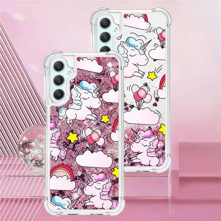 Custodia per Acqua Scintillante Waterfall per Samsung Galaxy A24 4G (162,1 x 77,6 x 8,3 mm), Cover Telefonica con Stampa a Motivo in Morbido TPU - Cavallo Carino e Nuvole