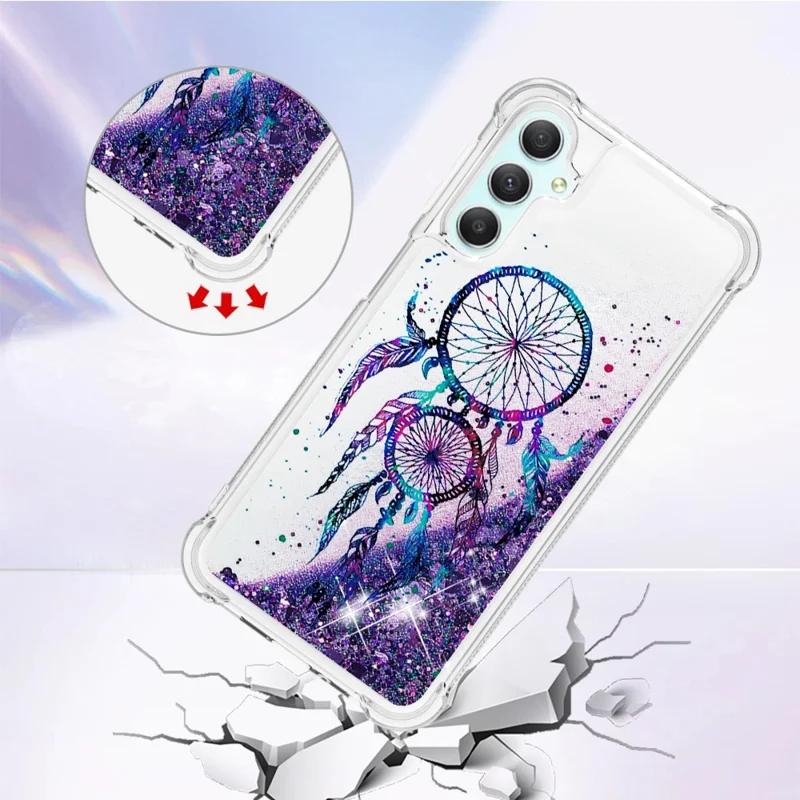 For Samsung Galaxy A24 4G (162.1 x 77.6 x 8.3mm) TPU Case with Quicksand and Pattern Printed - Wind Chimes