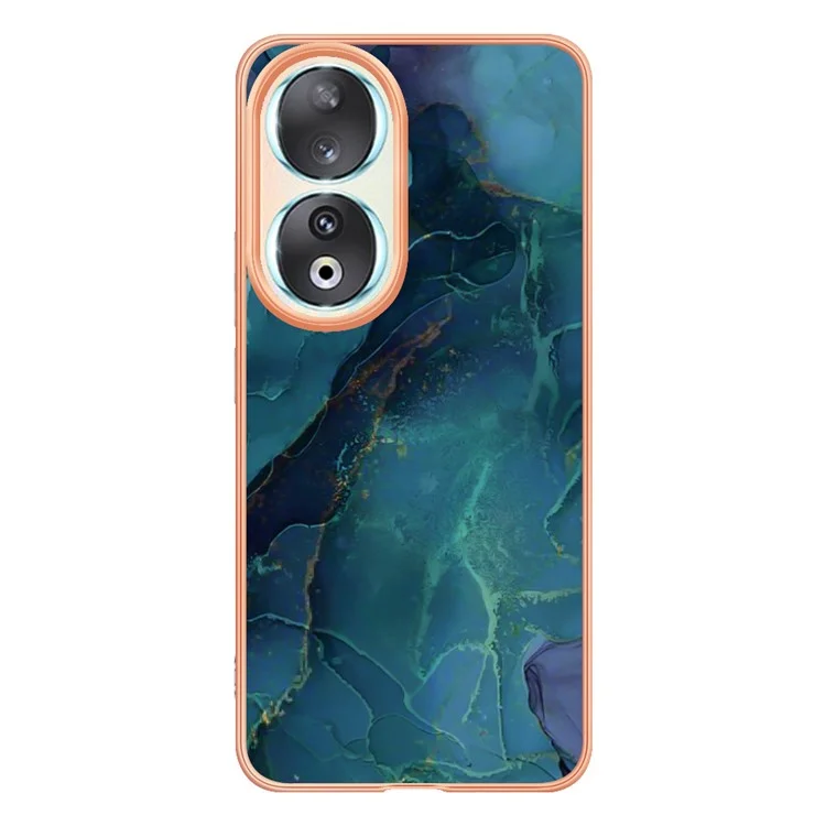 Série YB IMD-16 Style-E Marbre Motif Électroplaquage Couverture pour Honor 90, Anti-Rayures 2.0mm TPU IMD Coque de Téléphone - Vert