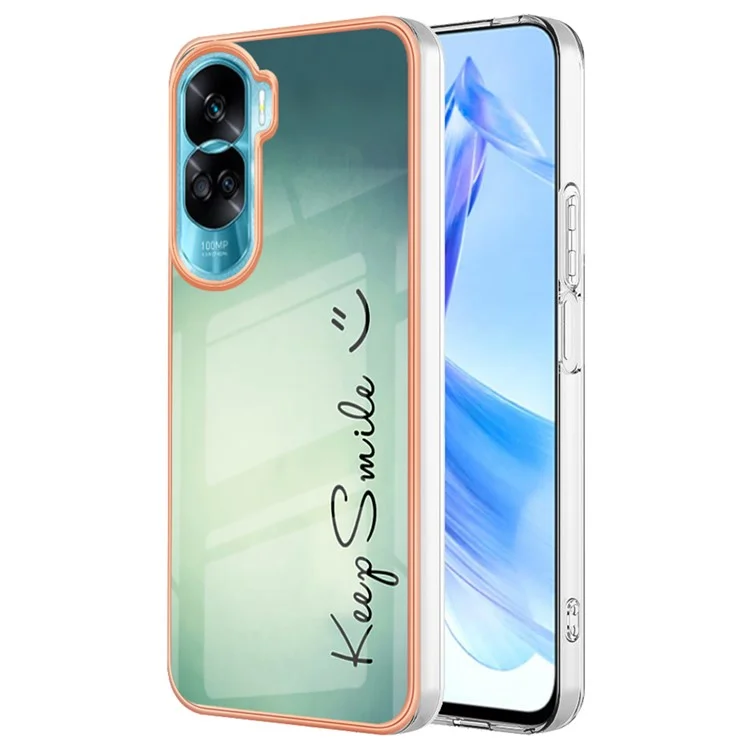 YB IMD Series-19 Style D Pattern Electroplating Cover for Honor 90 Lite 5G / X50i 5G , Shockproof 2.0mm TPU IMD Phone Case - Keep Smile