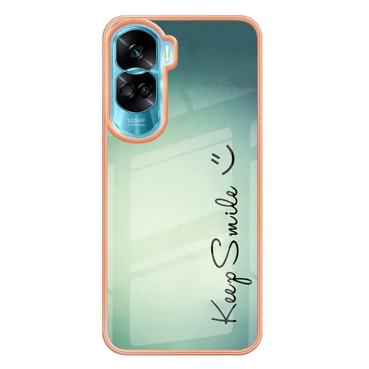 YB IMD Series-19 Style D Pattern Electroplating Cover for Honor 90 Lite 5G / X50i 5G , Shockproof 2.0mm TPU IMD Phone Case - Keep Smile