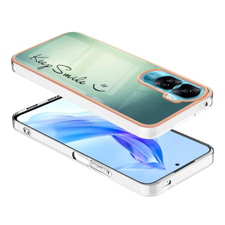 YB IMD Series-19 Style D Pattern Electroplating Cover for Honor 90 Lite 5G / X50i 5G , Shockproof 2.0mm TPU IMD Phone Case - Keep Smile