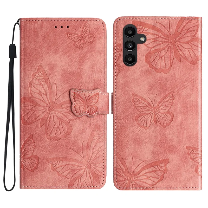 Pour Samsung Galaxy S23 FE Étui de portefeuille en cuir PU avec motif papillon - Rose