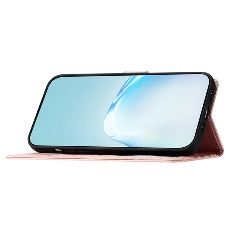 Silk Texture Wallet Phone Case for Samsung Galaxy S23 FE , PU Leather Flip Book Stand Cover with Strap - Rose Gold