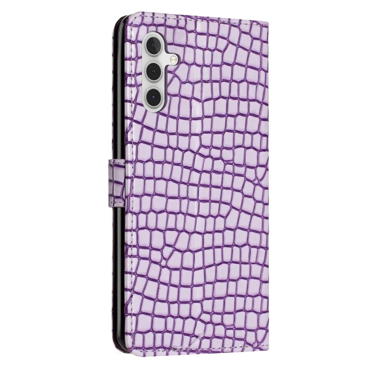 Para Samsung Galaxy S23 FE Funda con Tapa de Cuero PU con Textura de Cocodrilo, Soporte para teléfono con Correa - Púrpura