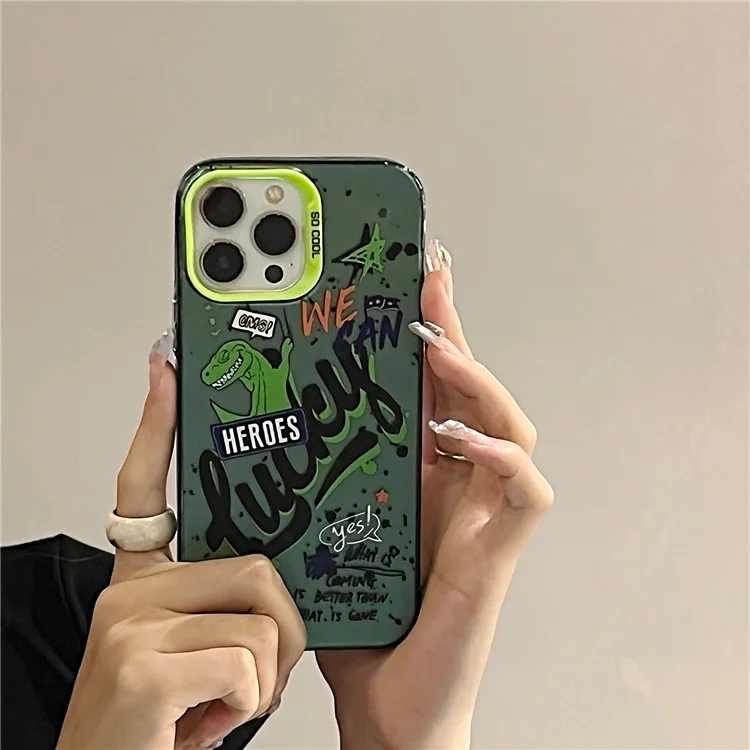 For iPhone 13 Pro 6.1 inch PC+TPU Phone Cover Colorful Pattern Printing Drop Proof Back Case - Lucky