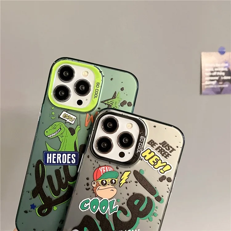 For iPhone 13 Pro 6.1 inch PC+TPU Phone Cover Colorful Pattern Printing Drop Proof Back Case - Lucky