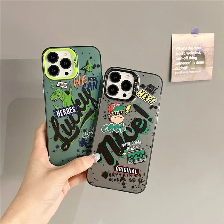 For iPhone 13 Pro 6.1 inch PC+TPU Phone Cover Colorful Pattern Printing Drop Proof Back Case - Lucky